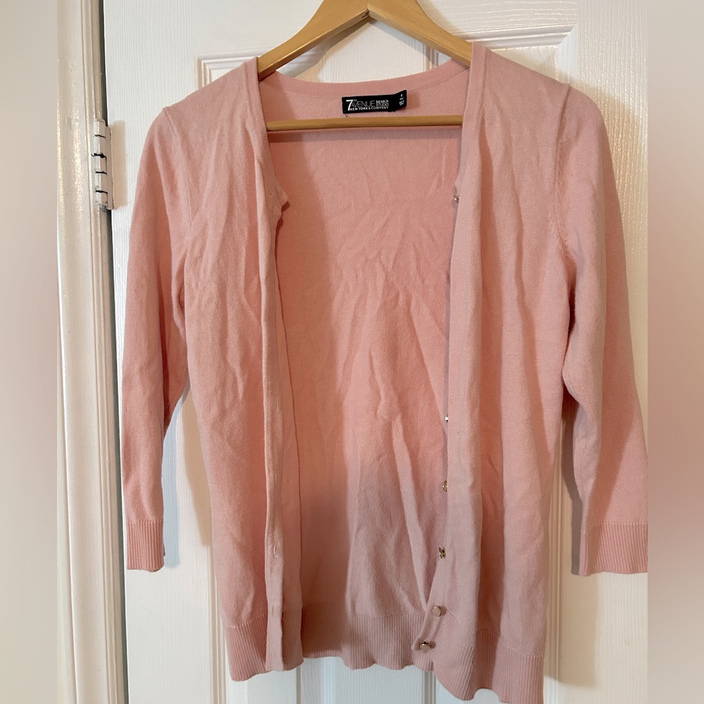 New York And Company Light Pink Cardigan In Size S Tall